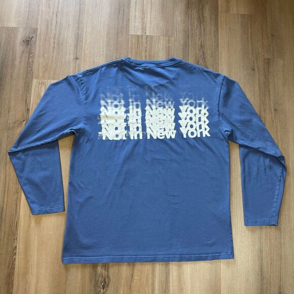 Highsnobiety Not In New York Long Sleeve Blue Shirt Size 2XL Urban Streetwear - Picture 6 of 7